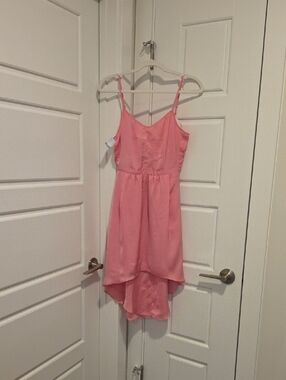 Aritzia Talula Pink High-Low Spaghetti Strap Dress